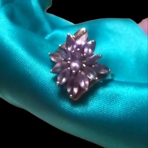 Silver Tanzinite Starburst Ring